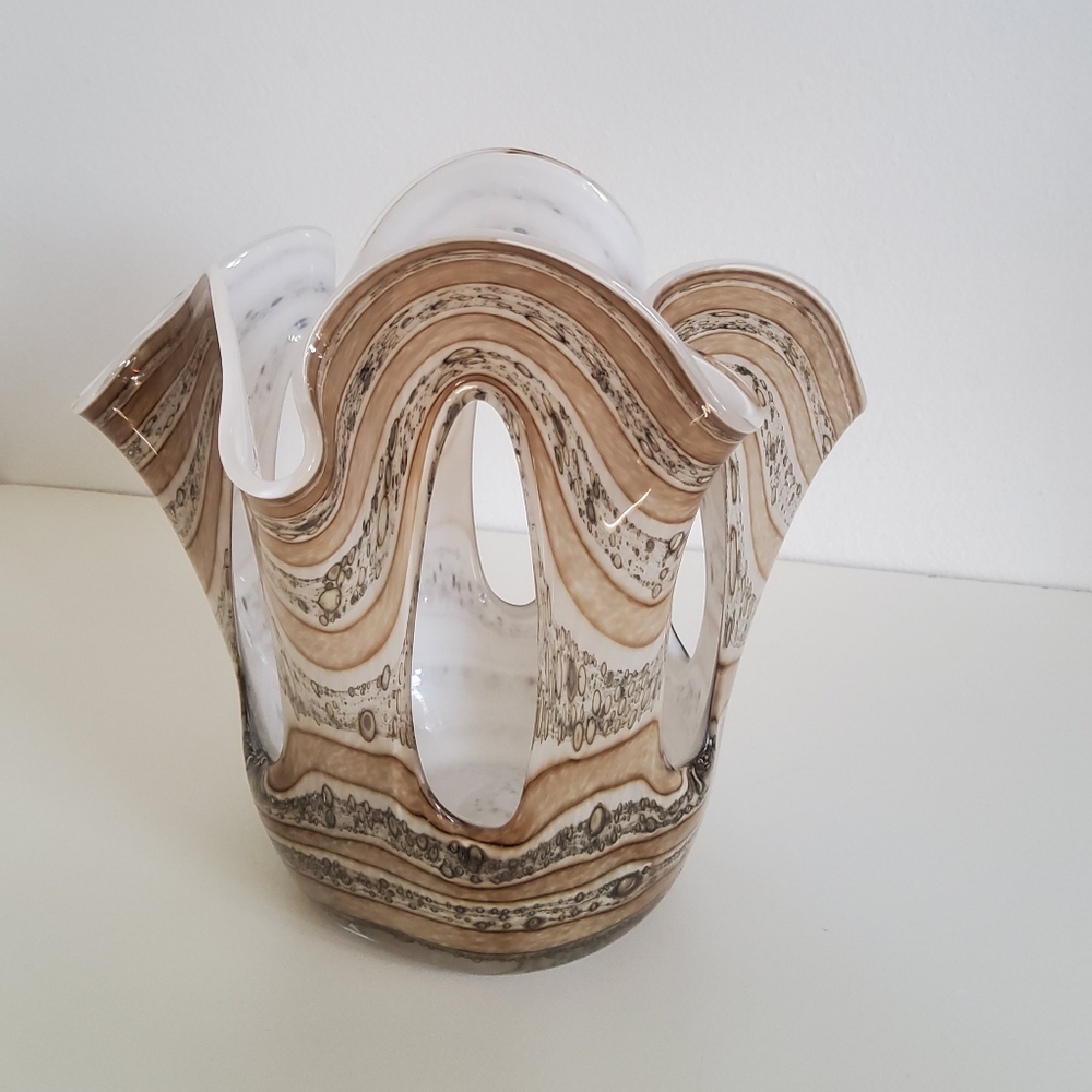 Vintage Jozefina Makora Krosno Swirl Art Glass Vase
